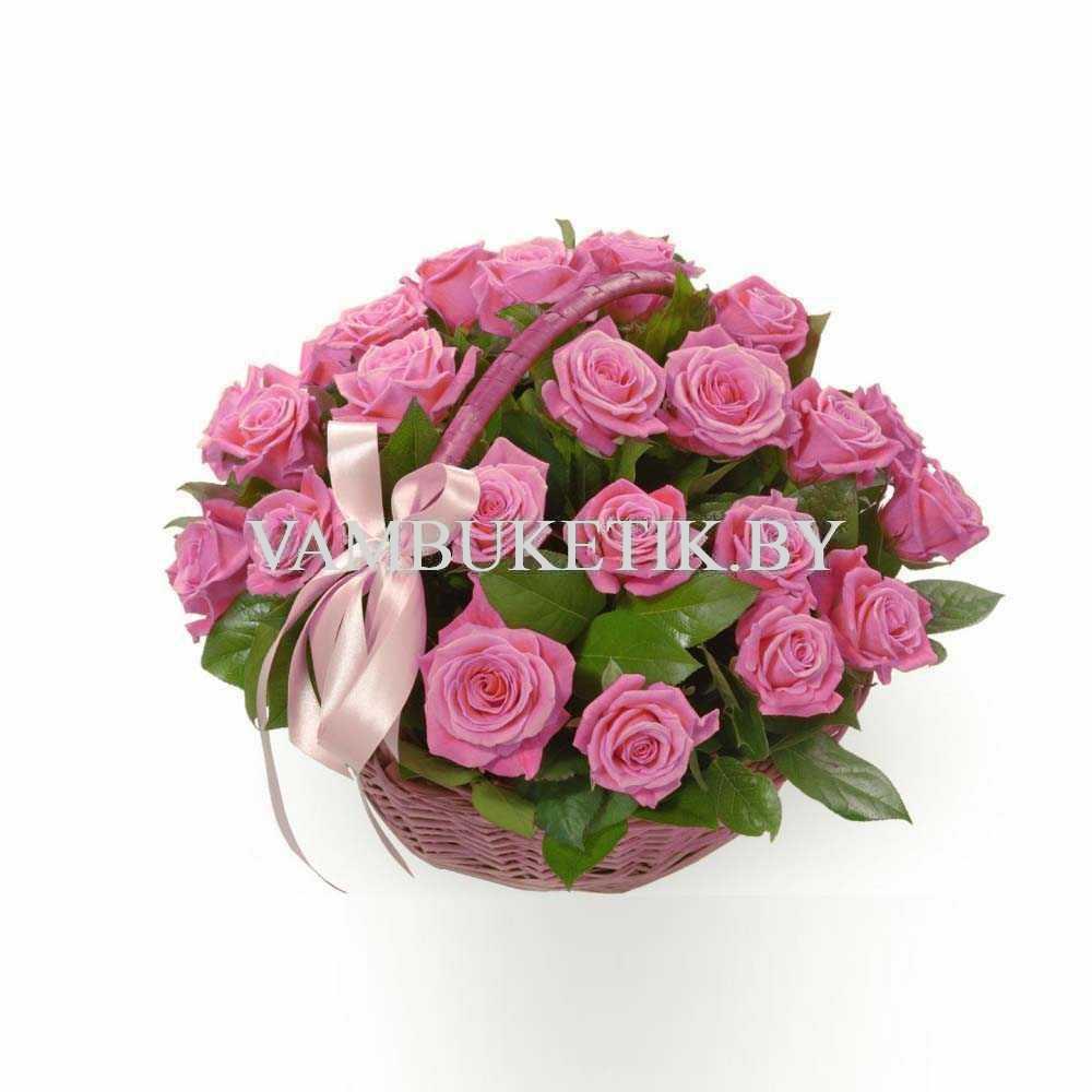 25 роз в корзинке